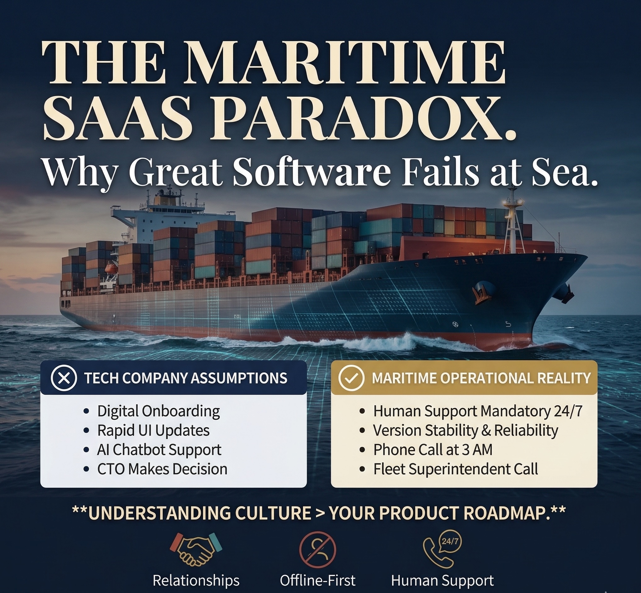 The Maritime SaaS Paradox — Why Great Software Fails at Sea